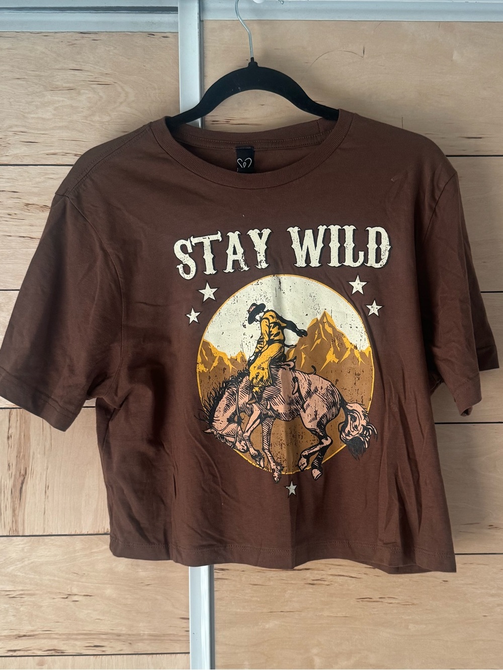 Windsor Brown "Stay Wild" Graphic Tee with Cream & Yellow Print